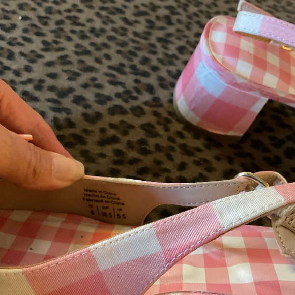 Draper James Pink Gingham Bow Pointed-Toe Slingback Flats - Picture 3 of 5